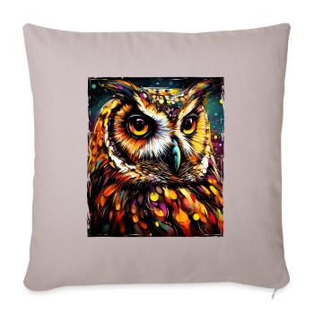 Portrait de hibou - Housse de coussin décorative 45 x 45 cm - taupe clair - Devant