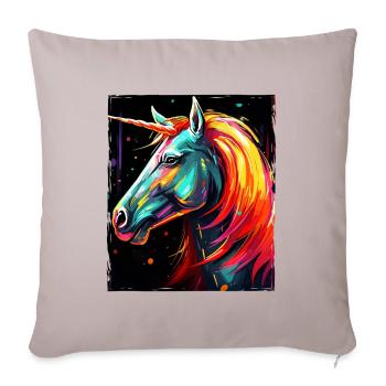 Portrait de licorne - Housse de coussin décorative 45 x 45 cm - taupe clair - Devant