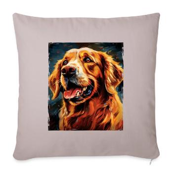 Portrait de chien Golden Retriever - Housse de coussin décorative 45 x 45 cm - taupe clair - Devant