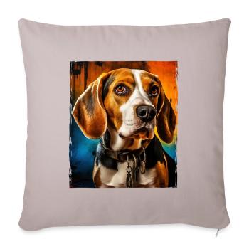 Portrait de chien beagle - Housse de coussin décorative 45 x 45 cm - taupe clair - Devant
