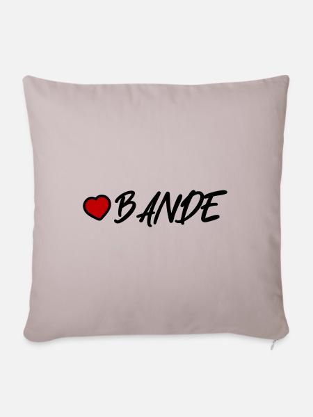 Bande Herz - Sofakissenbezug 45 x 45 cm - helles Taupe