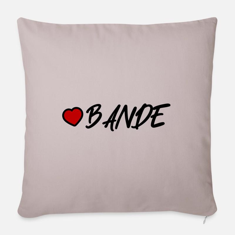 Bande Herz - Sofakissenbezug 45 x 45 cm - helles Taupe