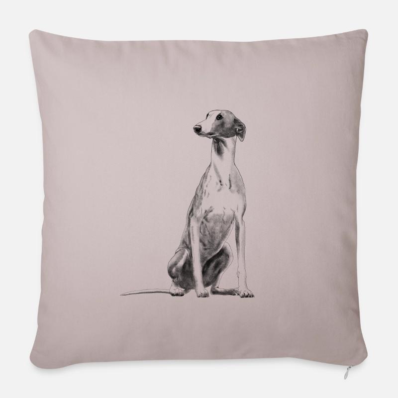 Sitzender Greyhound Windhund Whippet Hund - Sofakissenbezug 45 x 45 cm - helles Taupe