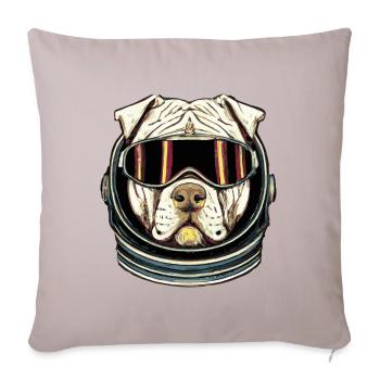 Rétro Pitbull Cosmonaute Dog Terrier - Housse de coussin décorative 45 x 45 cm - taupe clair - Devant