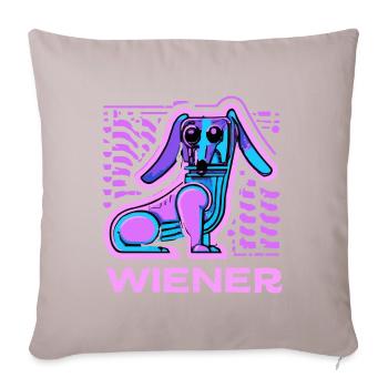 Synthwave Chien Viennois Chiot - Housse de coussin décorative 45 x 45 cm - taupe clair - Devant
