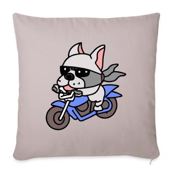 Pit Bull Dog Biker Dog Cadeau Rétro - Housse de coussin décorative 45 x 45 cm - taupe clair - Devant