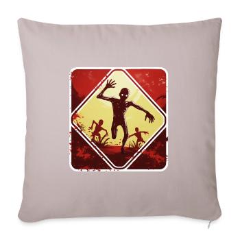 Halloween Zombie Warning Sign - Sofa pillowcase 17,3'' x 17,3'' (45 x 45 cm) - light taupe - Front