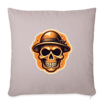 Halloween-Totenschädel mit Hut - Sofakissenbezug 45 x 45 cm - helles Taupe - Vorne