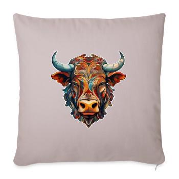 Cow - Head - Sofa pillowcase 17,3'' x 17,3'' (45 x 45 cm) - light taupe - Front