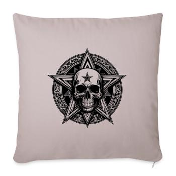 Crâne avec pentagramme comme dessin au trait - Housse de coussin décorative 45 x 45 cm - taupe clair - Devant