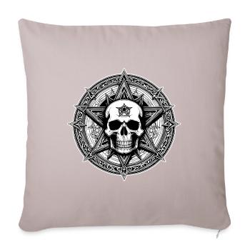 Skull mit Pentagramm als Strichzeichnung - Sofakissenbezug 45 x 45 cm - helles Taupe - Vorne