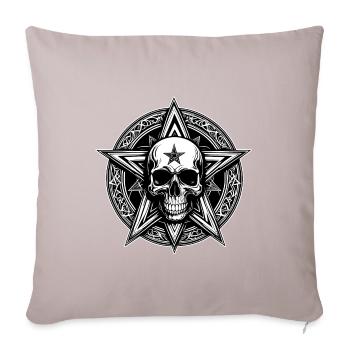Skull mit Pentagramm als Strichzeichnung - Sofakissenbezug 45 x 45 cm - helles Taupe - Vorne