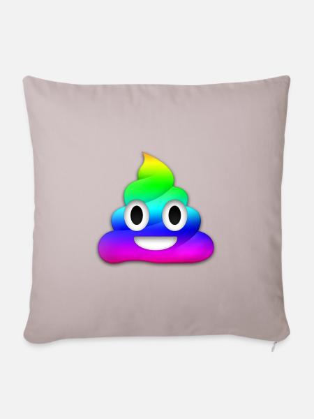 Kackhaufen Emoji Regenbogen - Sofakissenbezug 45 x 45 cm - helles Taupe