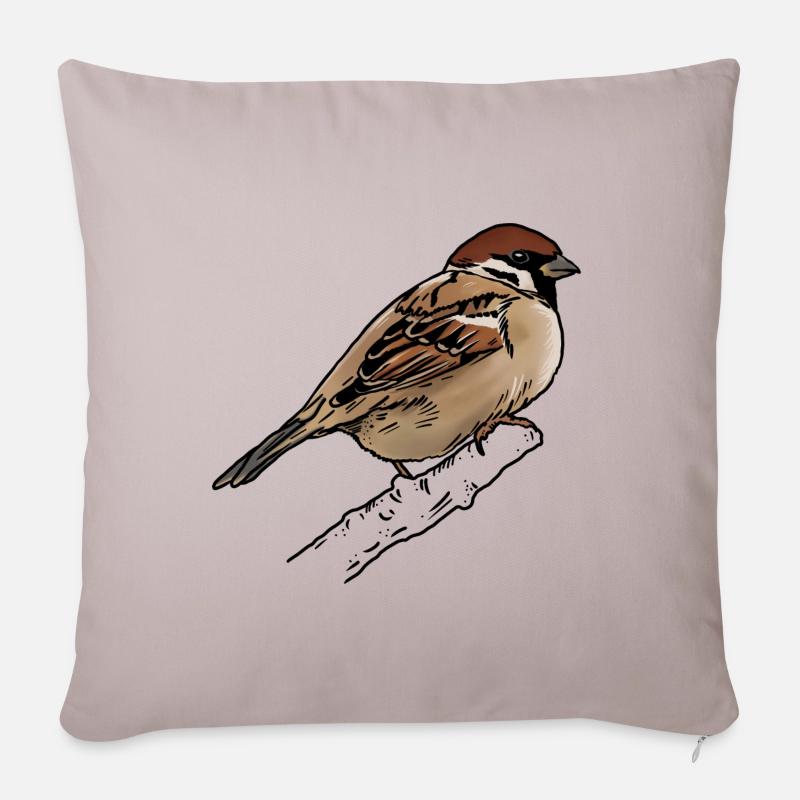 Sperling - Spatz - Sofakissenbezug 45 x 45 cm - helles Taupe