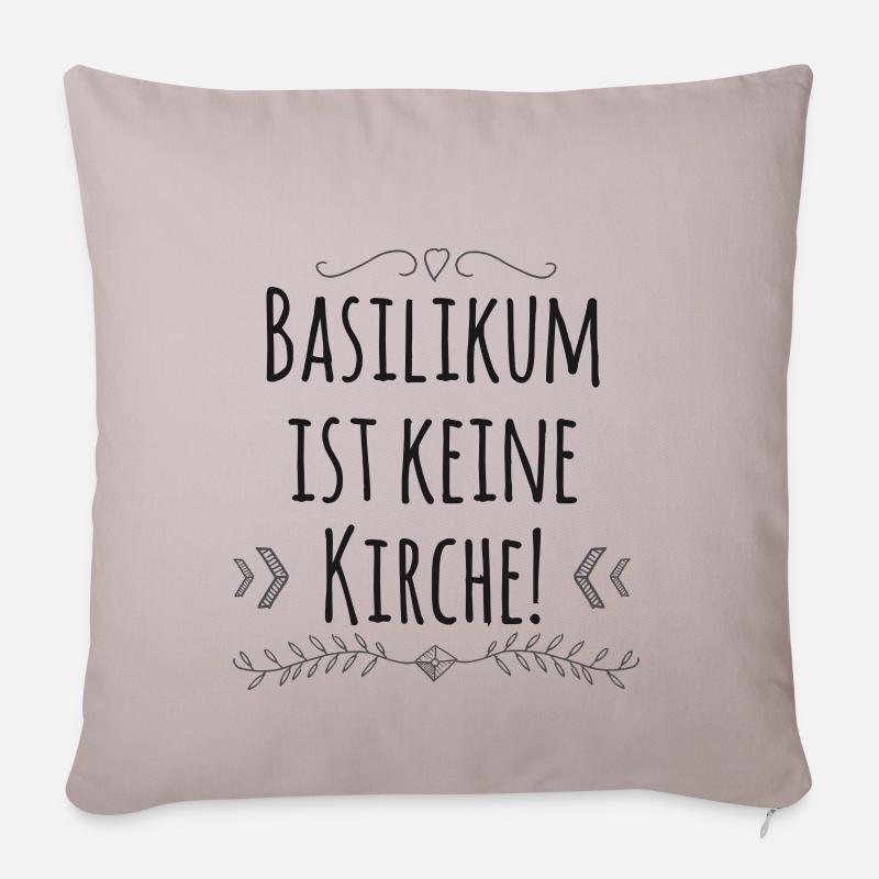 Kochen Spruch Basilikum - Sofakissenbezug 45 x 45 cm - helles Taupe