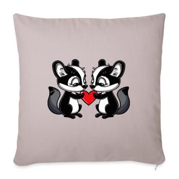 Skunk Couple Saint-Valentin - Housse de coussin décorative 45 x 45 cm - taupe clair - Devant