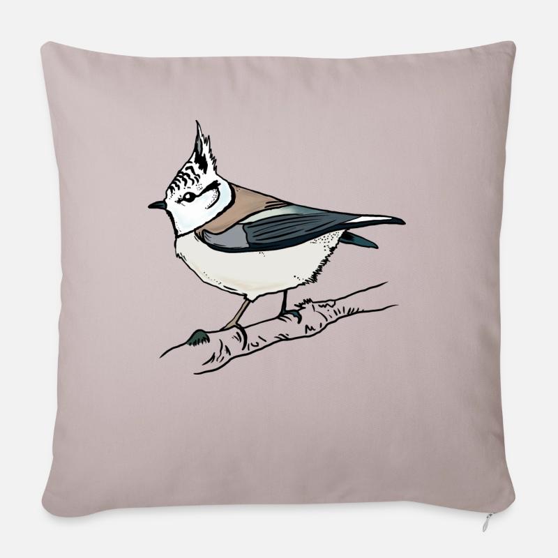 Haubenmeise - Sofakissenbezug 45 x 45 cm - helles Taupe