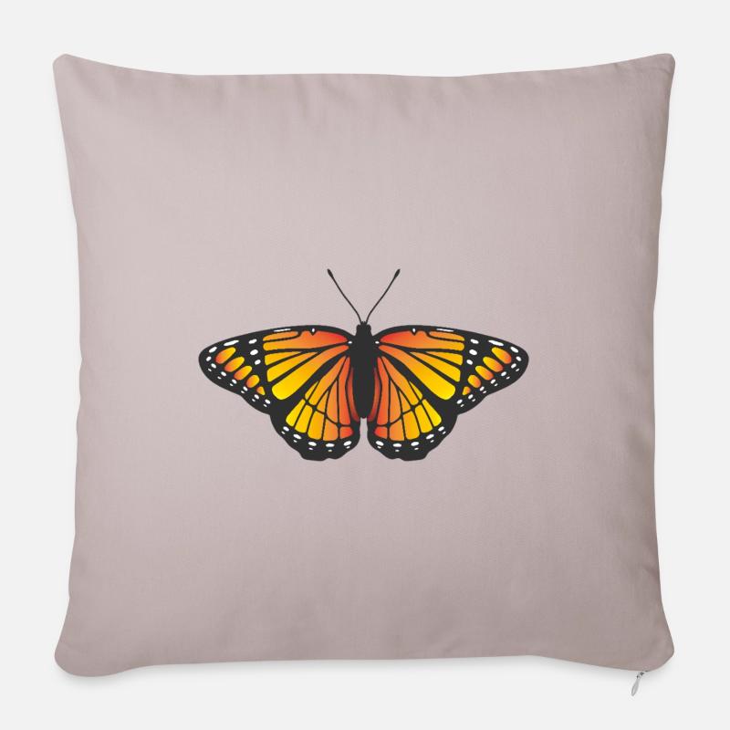 Monarque Papillon icône symbole logo papillon de nuit - Housse de coussin décorative 45 x 45 cm - taupe clair