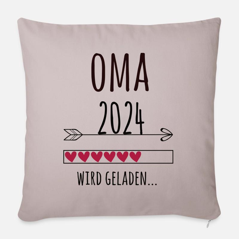 Schwangerschaft werdende Oma 2024 Omi Geschenk - Sofakissenbezug 45 x 45 cm - helles Taupe