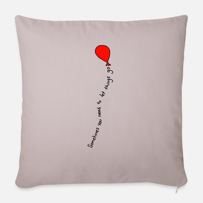 Ballon Spruch Loslassen - Sofakissenbezug 45 x 45 cm - helles Taupe