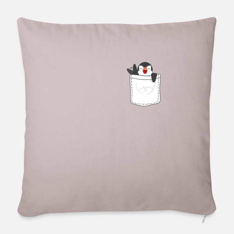 Pinguin Brusttasche - Sofakissenbezug 45 x 45 cm - helles Taupe