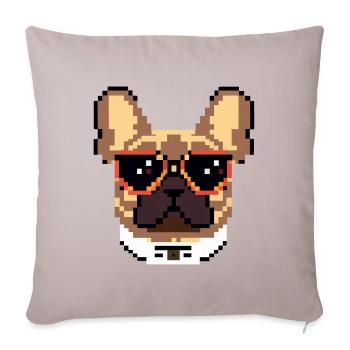 Pixel Art Frenchie Hundeliebhaber Frenchie - Sofakissenbezug 45 x 45 cm - helles Taupe - Vorne