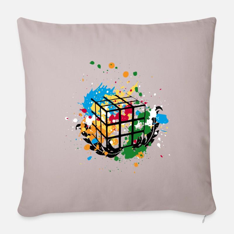 Rubik's Cube Zauberwürfel Splatter - Sofakissenbezug 45 x 45 cm - helles Taupe