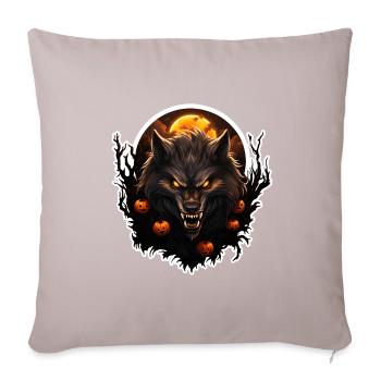 Loup-garou d’Halloween - Housse de coussin décorative 45 x 45 cm - taupe clair - Devant
