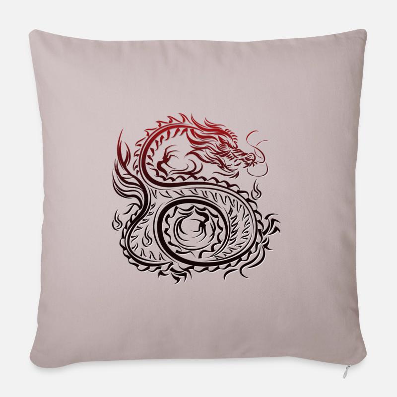 Drache - Sofakissenbezug 45 x 45 cm - helles Taupe