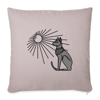 Ägyptisches Katzen Design - Sofakissenbezug 45 x 45 cm - helles Taupe - Vorne