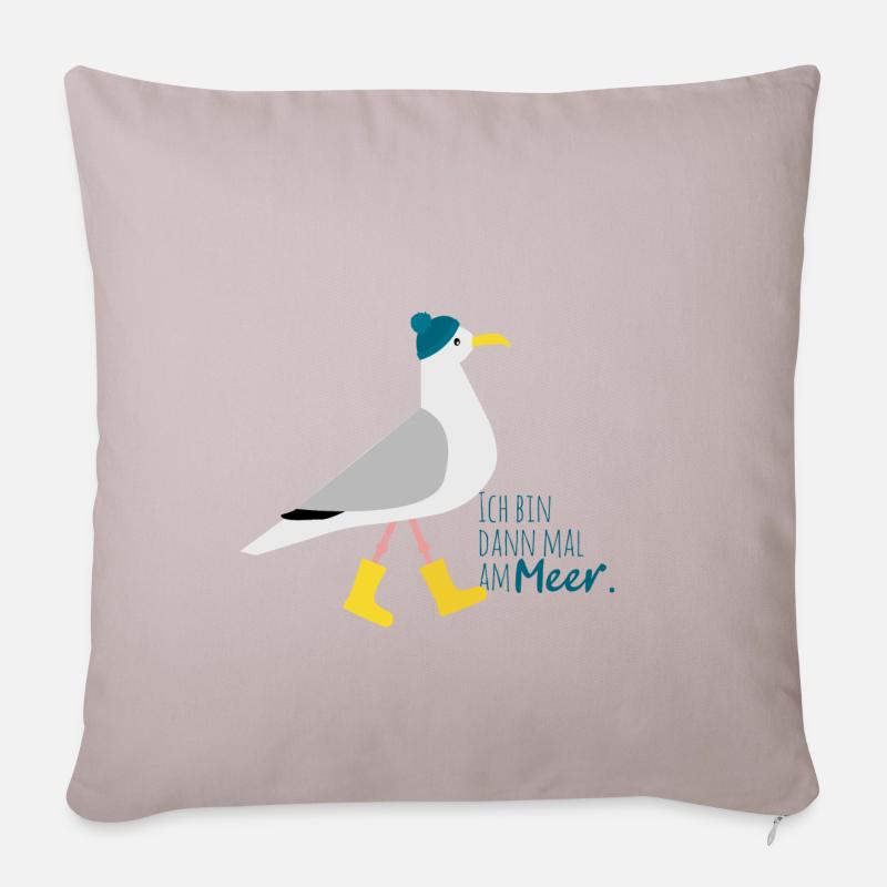 Ich bin dann mal am Meer | Möwe - Sofakissenbezug 45 x 45 cm - helles Taupe