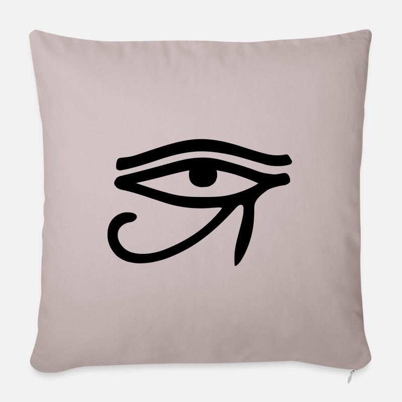Auge des Horus - Sofakissenbezug 45 x 45 cm - helles Taupe