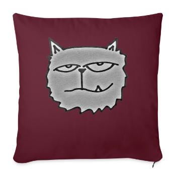 Tomcat dessin tête de tomcat gris noir urbanstyle - Housse de coussin décorative 45 x 45 cm - bordeaux - Devant