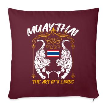 Muay Thai - Thaïlande - Housse de coussin décorative 45 x 45 cm - bordeaux - Devant