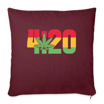 420 Cannabisblatt Jamaika - Sofakissenbezug 45 x 45 cm - Burgunderrot - Vorne
