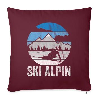 Ski alpin sports d'hiver - Housse de coussin décorative 45 x 45 cm - bordeaux - Devant