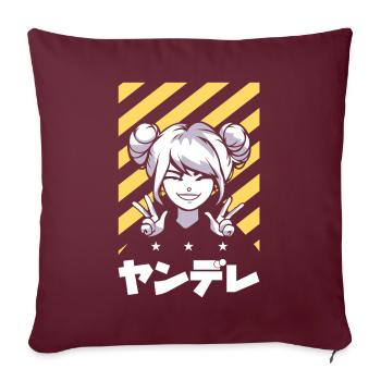 Dessin animé anime otaku - Housse de coussin décorative 45 x 45 cm - bordeaux - Devant