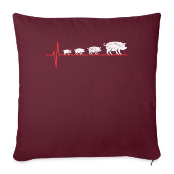 Cochon amour animal - Housse de coussin décorative 45 x 45 cm - bordeaux - Devant