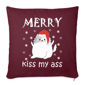 Joyeux Kiss My Ass Anti Christmas Noël laid - Housse de coussin décorative 45 x 45 cm - bordeaux - Devant