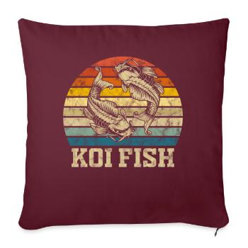 Koi Fish Retro Vintage Geschenk - Sofakissenbezug 45 x 45 cm - Burgunderrot - Vorne