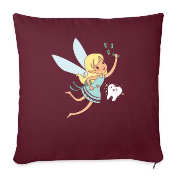 Cadeau de fée des dents drôle de fée des dents - Housse de coussin décorative 45 x 45 cm - bordeaux - Devant