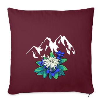 Gebirge Berge Tirol Edelweiß Enzian Natur Wandern - Sofakissenbezug 45 x 45 cm - Burgunderrot - Vorne