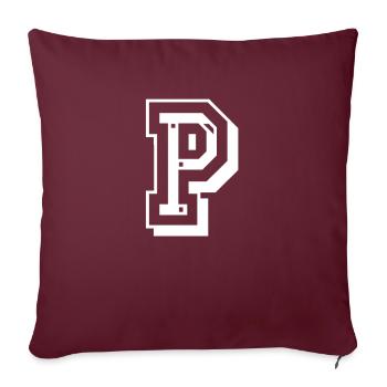 Lettre P en police universitaire de l'Université Uni USA - Housse de coussin décorative 45 x 45 cm - bordeaux - Devant