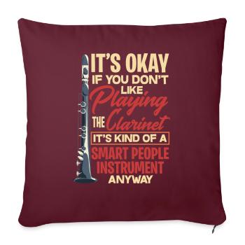 Instrument de musique clarinette - Housse de coussin décorative 45 x 45 cm - bordeaux - Devant