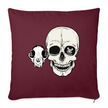 têtes de mort chat homme crâne animaux - Housse de coussin décorative 45 x 45 cm - bordeaux - Devant