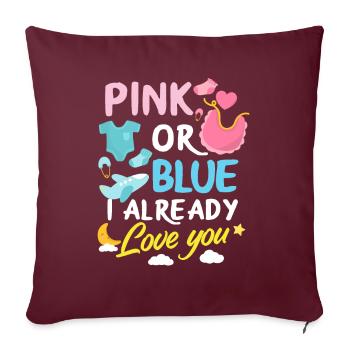 Fête de bébé révélée par le sexe rose ou bleu - Housse de coussin décorative 45 x 45 cm - bordeaux - Devant