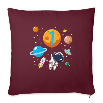 1er anniversaire astronaute voyage spatial enfants cadeau - Housse de coussin décorative 45 x 45 cm - bordeaux - Devant