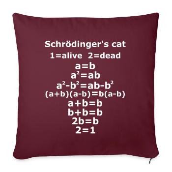 Schrödinger’s chat physique Geek prof sort - Housse de coussin décorative 45 x 45 cm - bordeaux - Devant