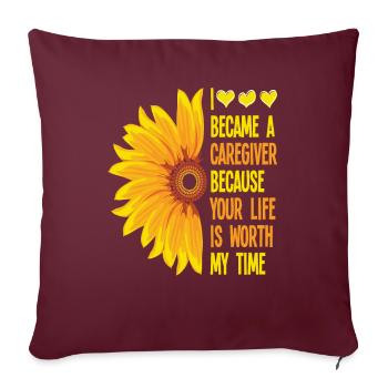 Soignant Tournesol Rengaine Cadeau - Housse de coussin décorative 45 x 45 cm - bordeaux - Devant