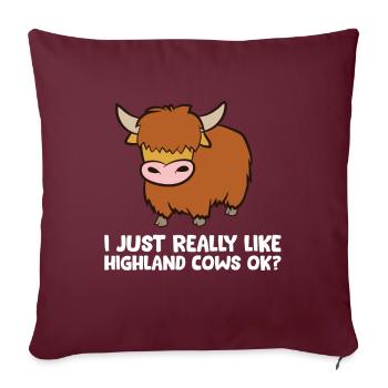 Amoureux des vaches des Highlands J’aime les vaches des Highlands - Housse de coussin décorative 45 x 45 cm - bordeaux - Devant